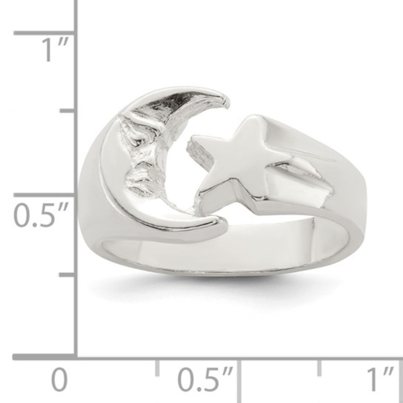 Sterling Silver Moon and Star Ring - Picture 5 of 8